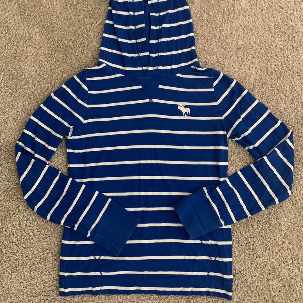 A&F blue and white striped hoodie